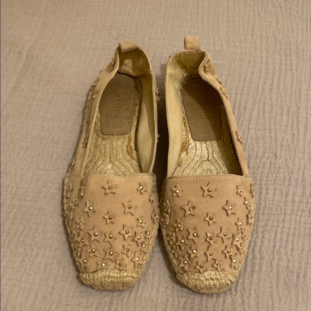 Zara Embellished Tan Espadrilles. Size 39